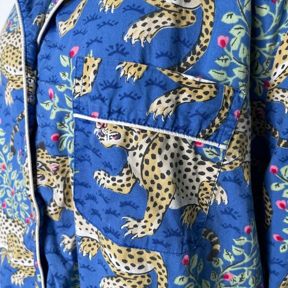 Printfresh Blue Leopard Pajama Top L - Picture 9 of 11